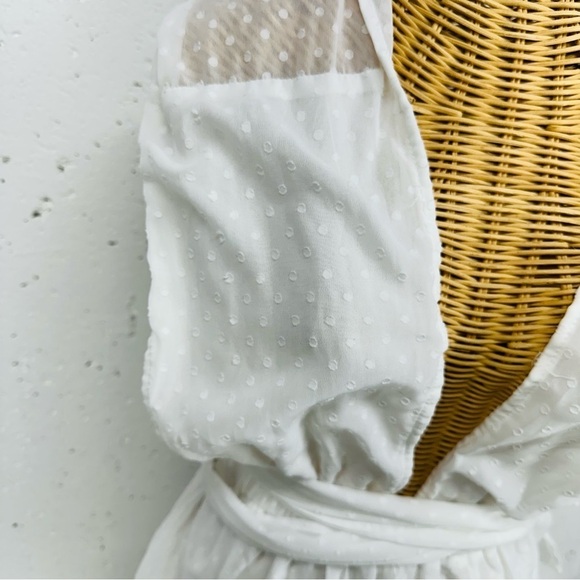 Showpo Size 2 California Sunset White Swiss Dot Criss Cross Back Playsuit - Picture 11 of 15